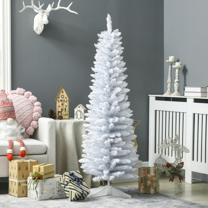 Arbre de Noël artificiel enneigé 5 pi HOMcom, arbre de Noël mince avec branches réalistes et base en plastique