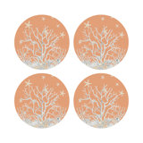 Coral Branch Vegan Leather Round Pebble Placemat