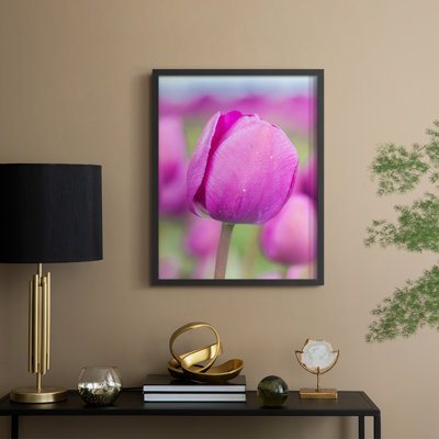 Reproduction encadrée de tige magenta - bois massif