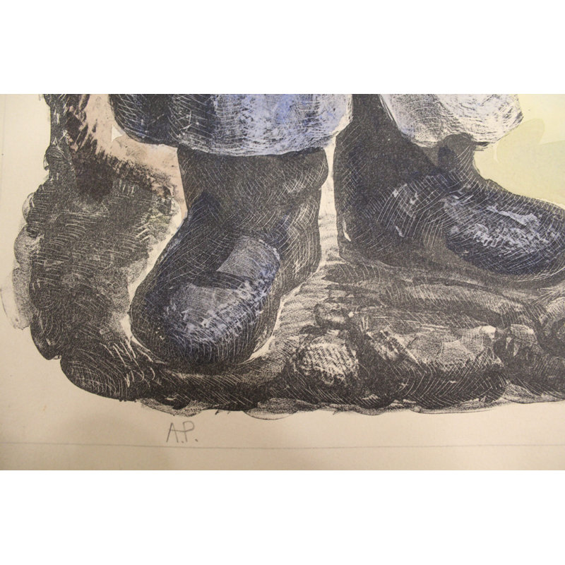 «Nifao Chaim Goldberg The Violinist», impression de beaux paysages urbains, impression de Judaica - 20 x 28, Bleu / vert