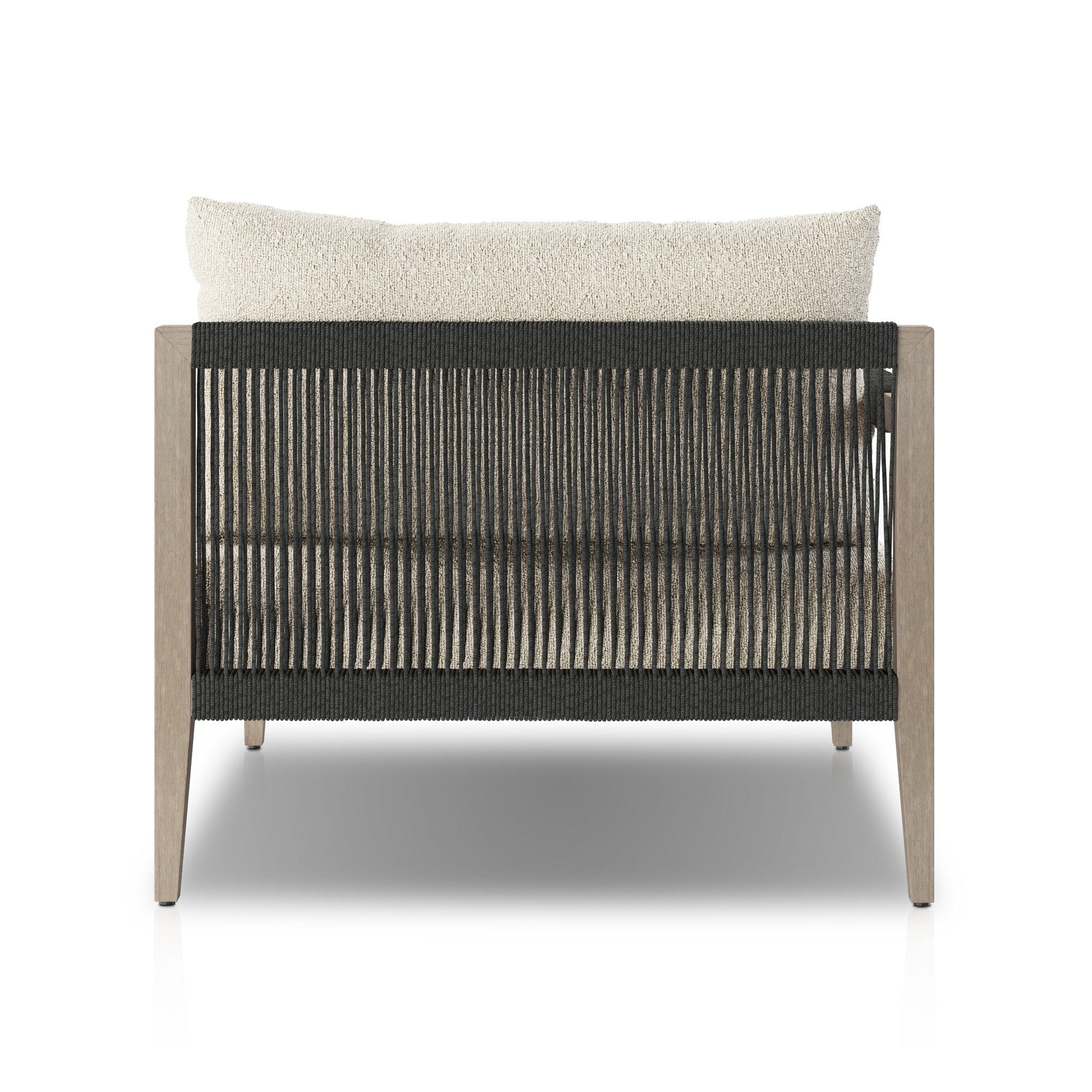 Kristine 33'' Outdoor Teak Chaise Lounge, Weathered Gray/Dark Gray, Fiqa Cream Boucle