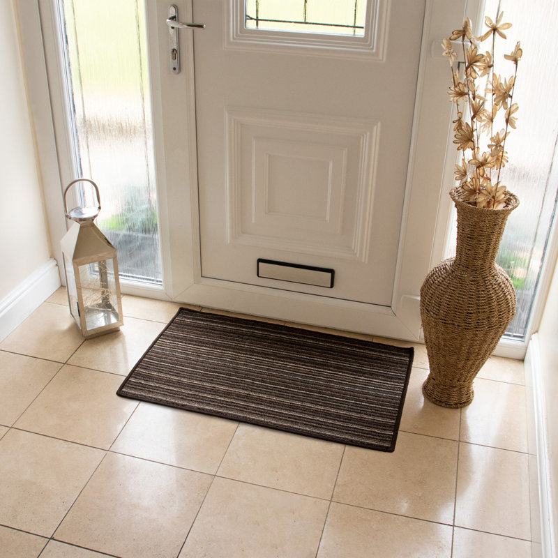 Non-Slip Striped Indoor Doormat, Rectangle W50 x L80 cm, Brown