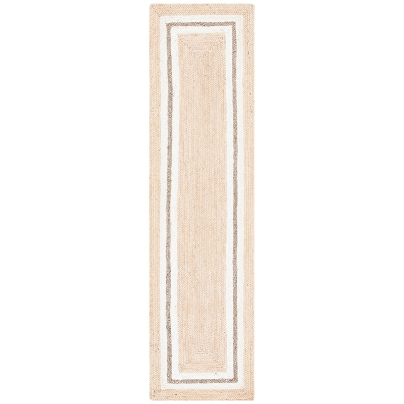 Wingrove Natural Fiber Flat Weave Jute And Cotton With Latex Geometric Rug, Runner 2'3" x 9'