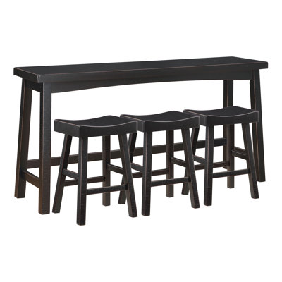 Table à manger à hauteur de comptoir en bois massif noir avec 3 tabourets pratiques de 4 po pour un espace élégant