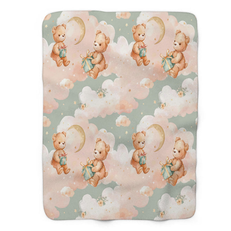 Couverture de qualité supérieure 1 pièce Coral Huggable Bear, L 60 po x L 80 po