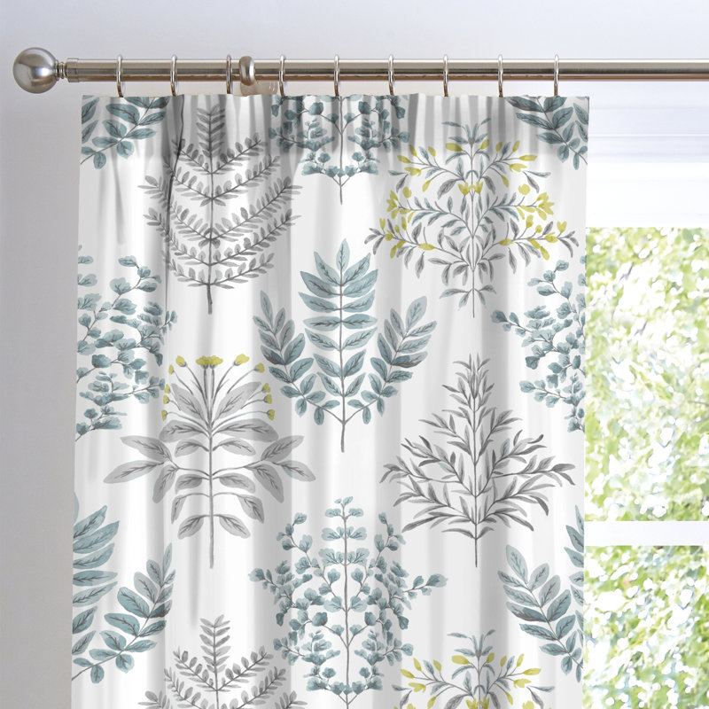 Emily Pencil Pleat Curtains, Duck Egg