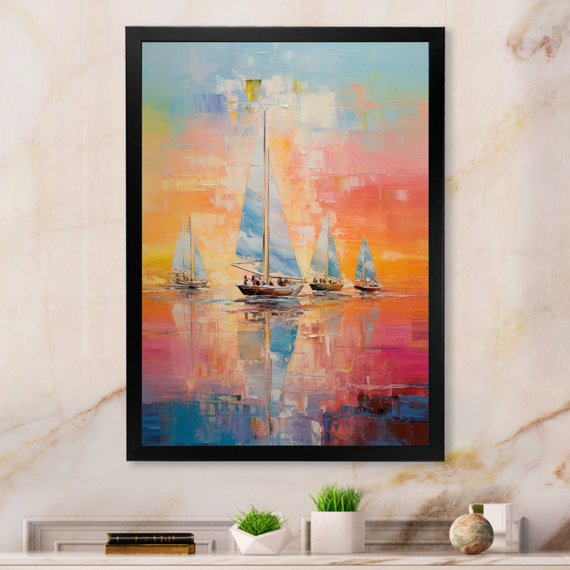 Voilier à voile - reproduction sur toile, H 44 po x l 34 po x P 1,5 po, Cadre photo noir