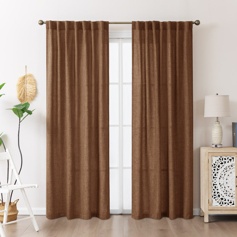 Paire de rideaux semi-transparents, L 52 po x L 96 po, Chocolat