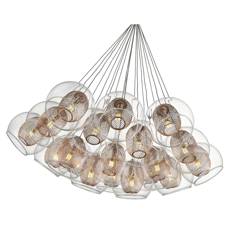 Justus 19 - Light Silver Cluster Pendant, Bronze