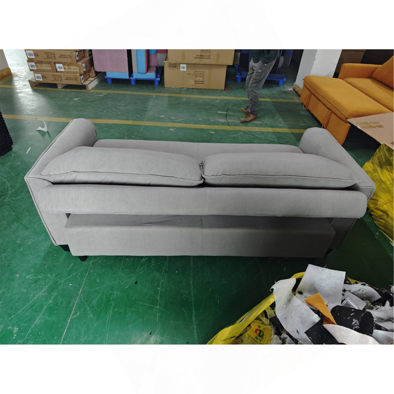 78.74 Inch Elegant  Six Mode Change Polyester Blend Pull-Out Sofa Bed, Light Grey