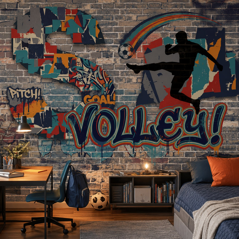 Papier peint mural graffiti brique, 120 po x 96 po, Peler et coller
