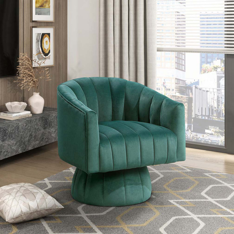 Fauteuil demi-tonneau en velours, Vert foncé