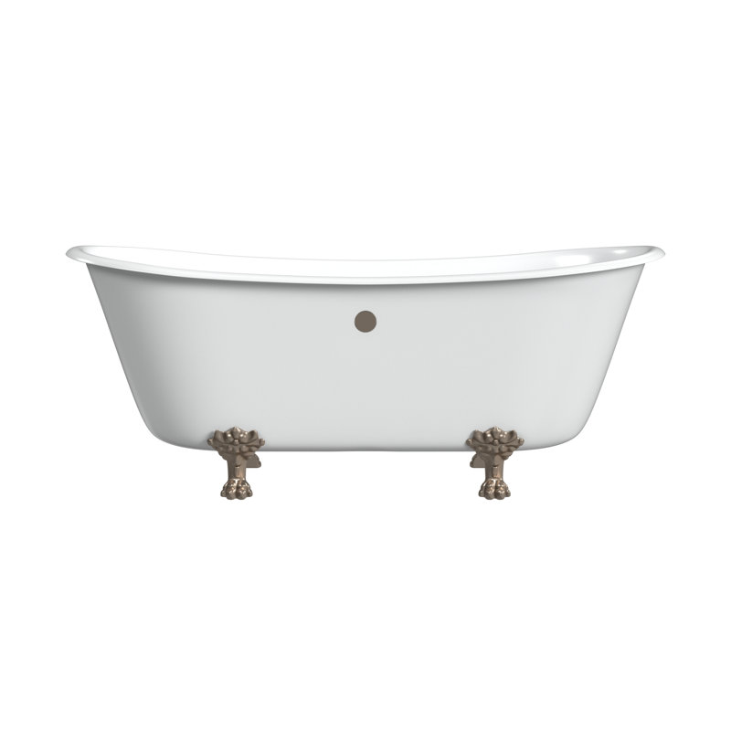 Winchester 68'' L Soaking Bathtub, White Interior with White Exterior, Brushed Nickel