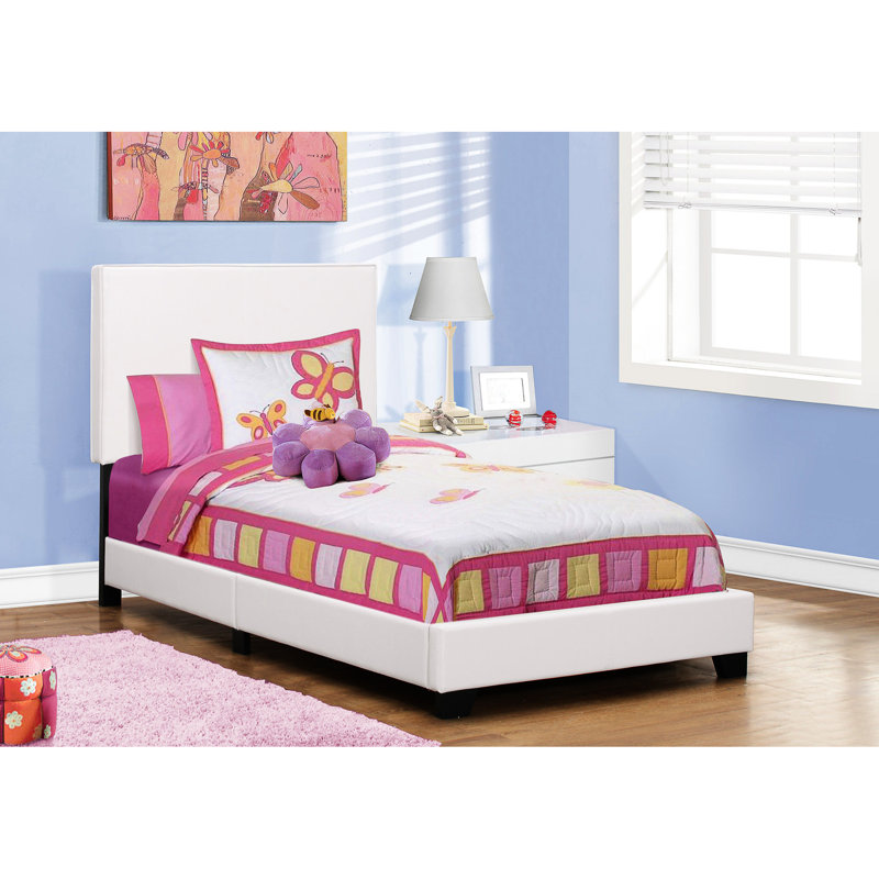 Structure de lit simple tapissier, blanc pour l'attrait de la chambre à coucher en similicuir: structure de plateforme avec mousse confortable et profil bas, matelas avec sommier tapissier requis
