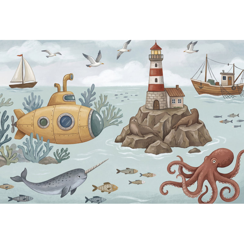 Papier peint nautique bleu ciel nuageux, Peler et coller, 200 po x 120 po