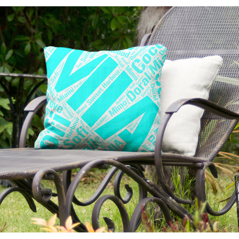 Coussin intérieur / extérieur Miami, H 16 po x l 16 po, Oui, Cyan