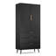 Grande armoire de rangement avec tiroirs et tablettes réglables, armoire d'appoint à panneau cannelé avec poignées dorées pour le salon, la cuisine ou le vestibule-2133826986
