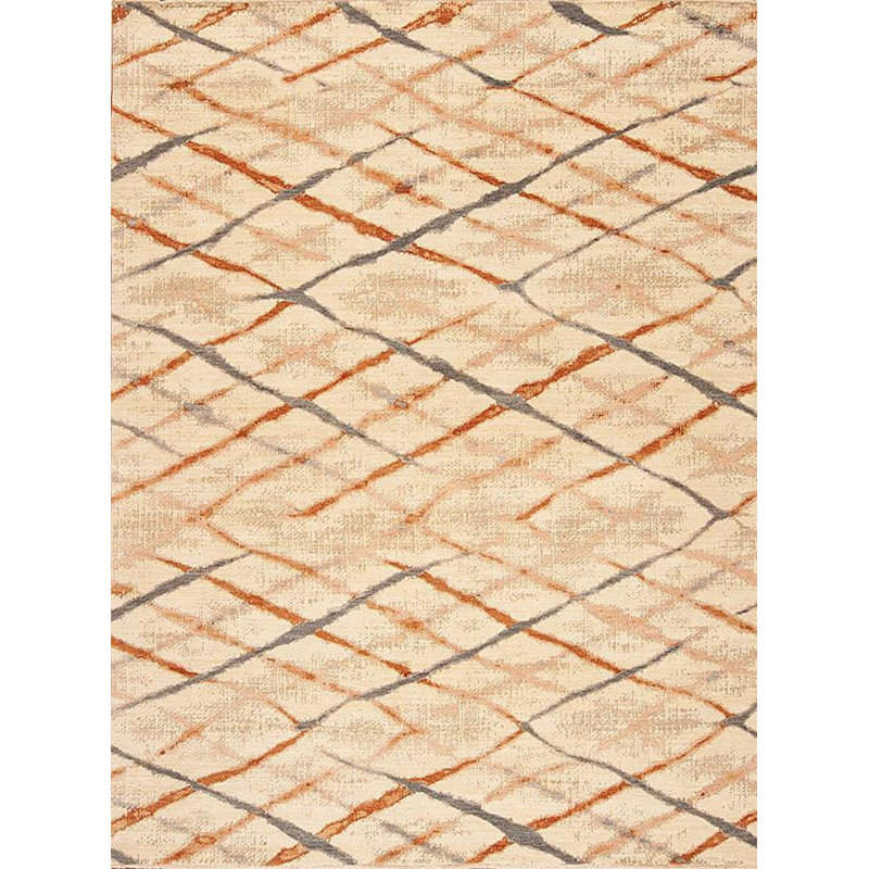 Shibori Hand Knotted Wool Area Rug in Cream/Blush/Gray, Rectangle 8' x 10'