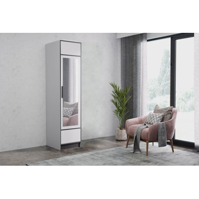 Madianna 1 Door Solid + Manufactured Wood Wardrobe