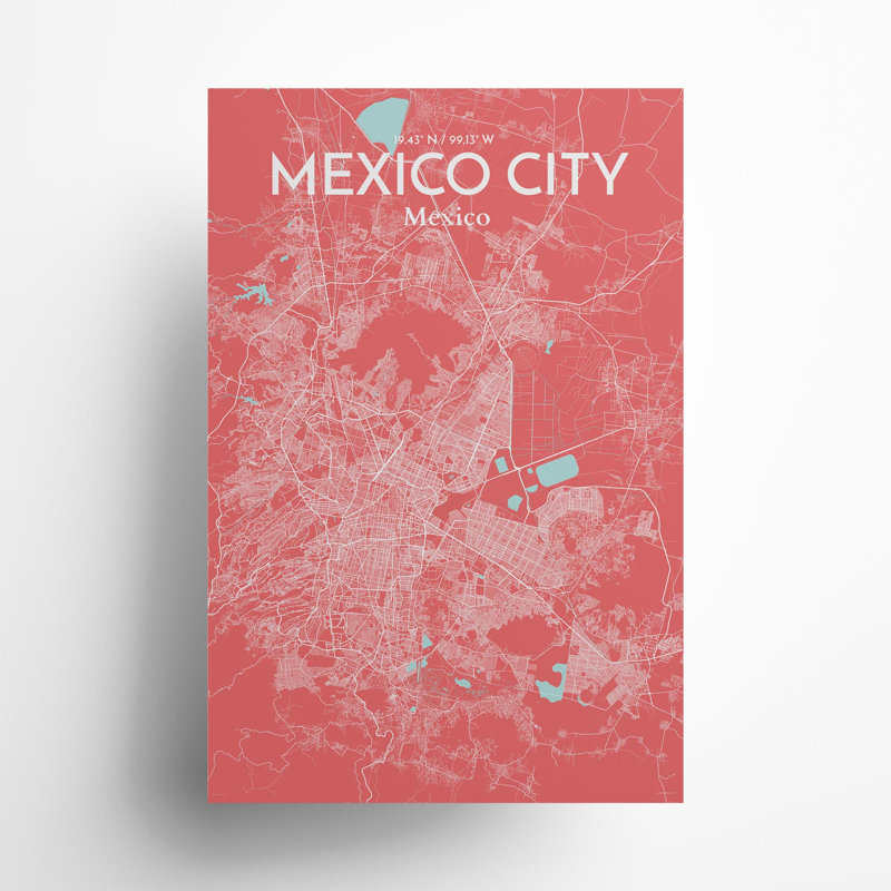 Mexico City Map In Maritime - No Frame Print, 36cm H x 24cm W x 0.05cm D