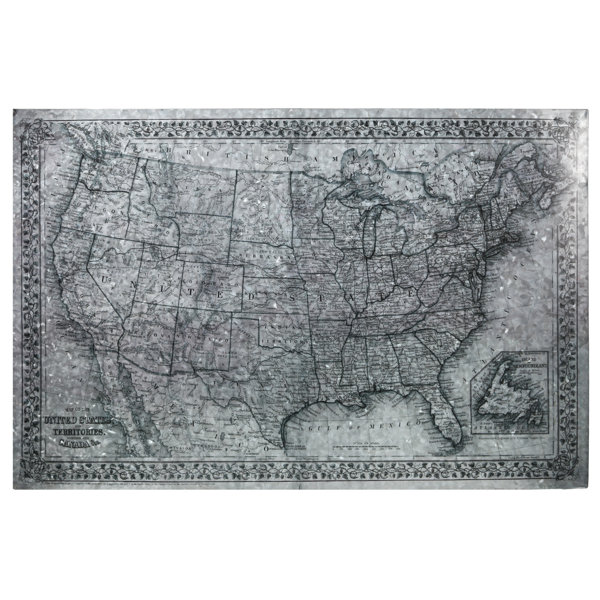 Breakwater Bay quot Map Of United - %22 Map Of United States And Territories %22 On Metal 