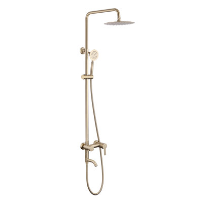 47"H 3-Function 304 Stainless Steel Wall-Mounted Outdoor Shower with Footwash Spout