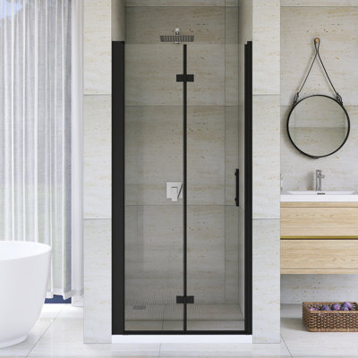36 "X 72" Aluminum Frame Bifold  Shower Door In Matte Black Finish