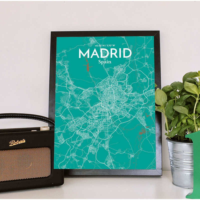 Madrid City Map - No Frame Print, 43.2cm H x 27.9cm W x 0.1cm D