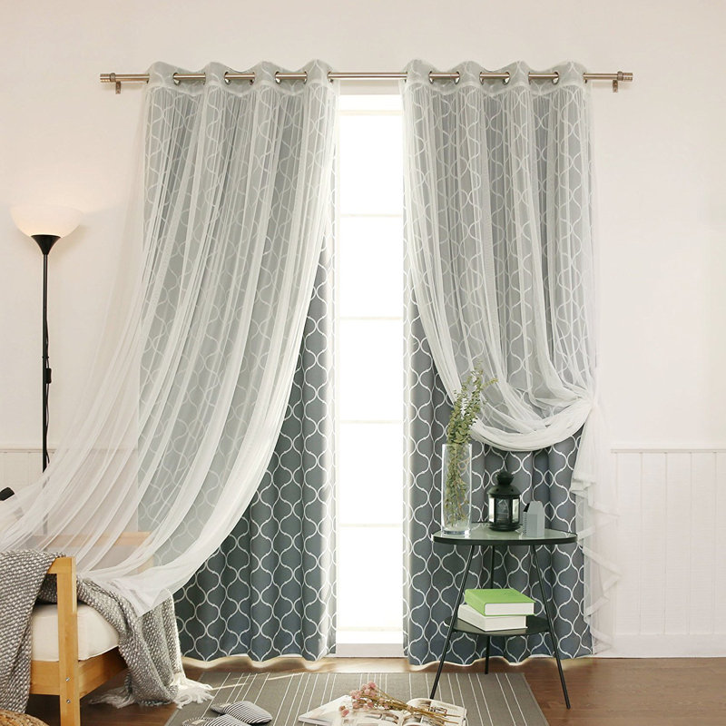 Paire de rideaux transparents avec œillets Granados, Gris