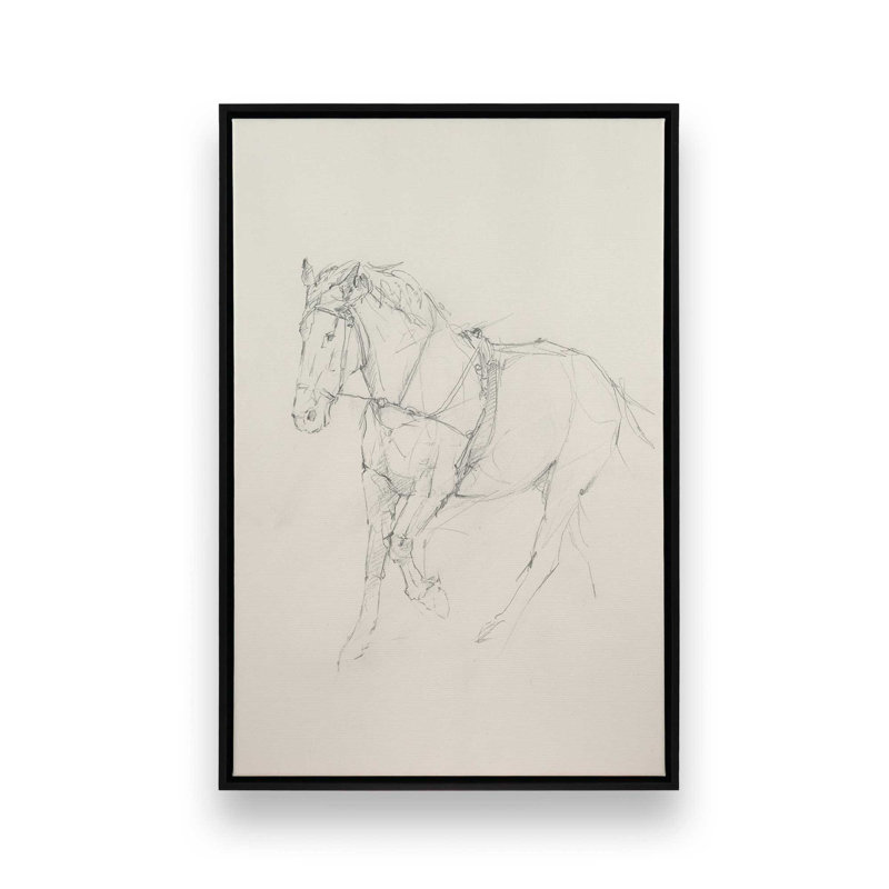 «Bridled Horse Courir croquis II» par Ethan Harper, reproduction d'art, H 16 po x l 12 po, Noir