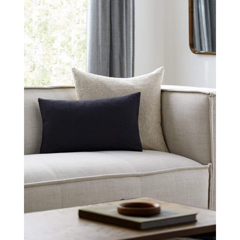 Coussin rectangulaire 100% coton Laurette, Duvet, Noir