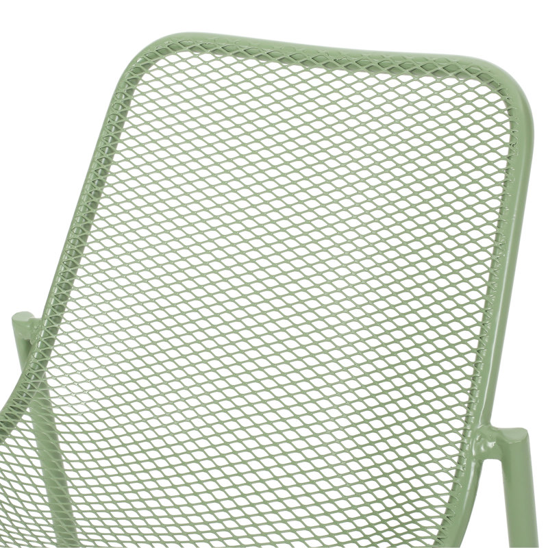 Stackable Outdoor Chair, Modern, Mesh Seating, Iron, 25.79"W X 22.16"D 25.79"H Chairs For Space, , Modern Seat, Metal Frame,