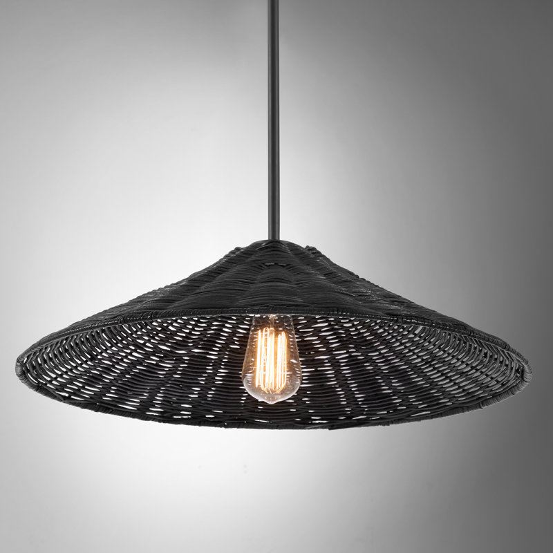 Lilliana 1-Light Dimmable Height Adjustable Pendant, Matte Black, 8" H x 35" W x 35" D