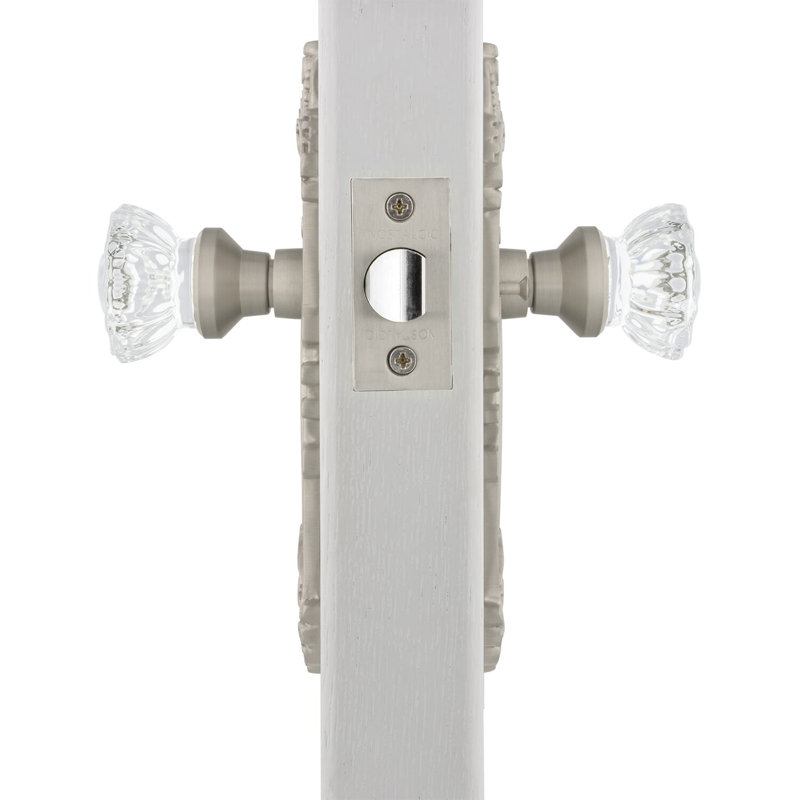 Victorian Plate with Crystal Door Knob, 2-3/8”, Satin Nickel