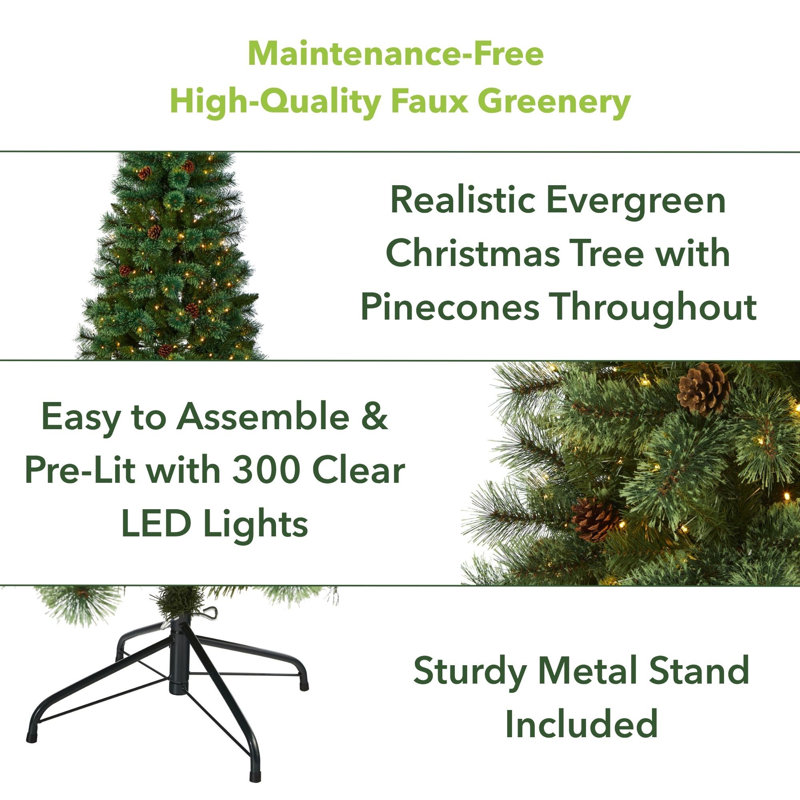 Lighted Artificial Christmas Tree, 6' H