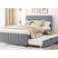 Velvet Upholstered Platform Bed With Trundle-2053765461-2079959493
