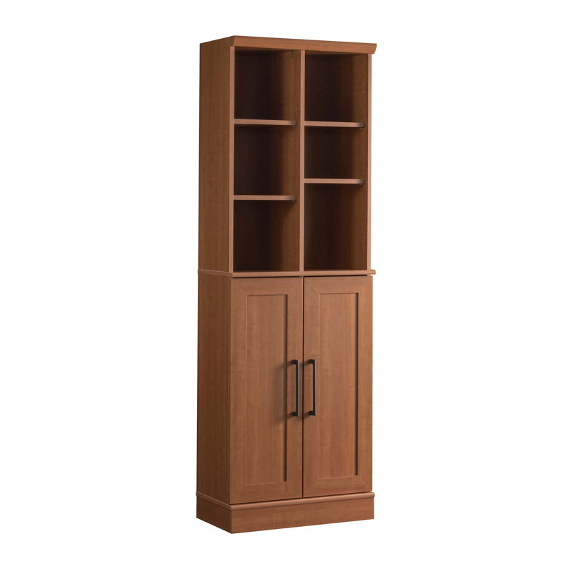 Armoire de rangement polyvalente avec tablettes réglables et finition brune pour un espace de vie organisé et une utilisation efficace de l'espace