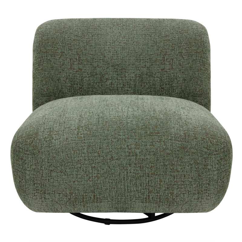 Upholstered Chenille Swivel Slipper Chair, Green
