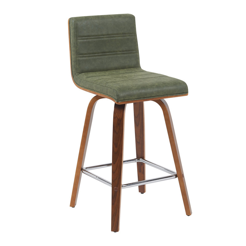 Tabouret de bar et de comptoir Biance, Tabouret de comptoir (siège d'une hauteur de 26 p, Vert, Brun