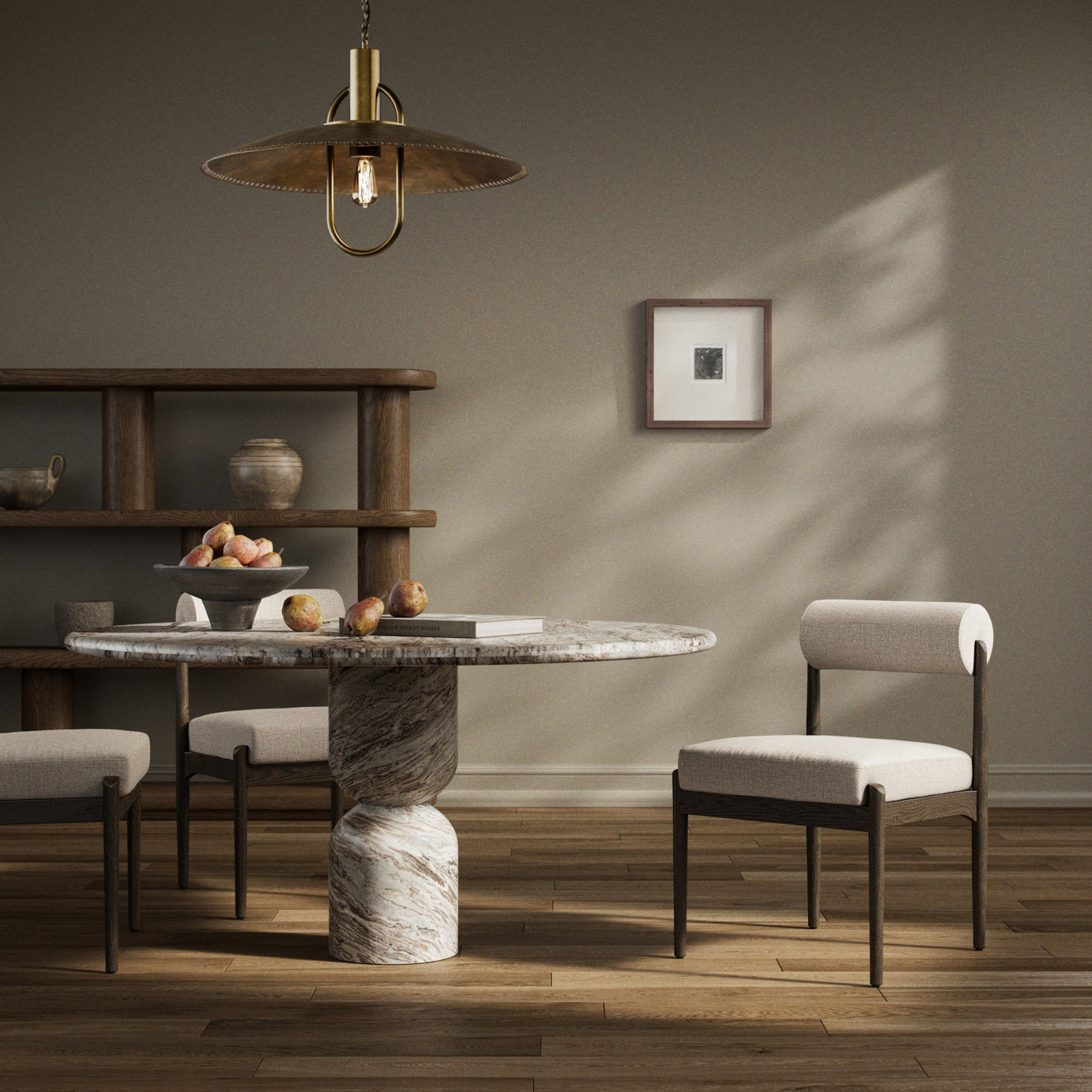 Nonie Genuine Leather Oak Dining Chair, Dover Crescent