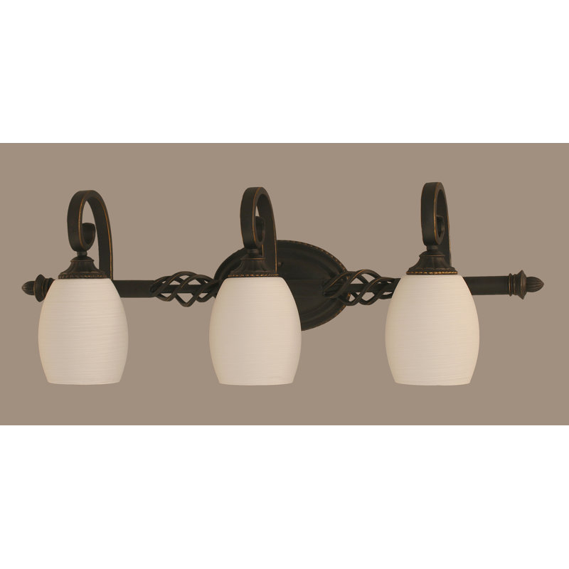 Eleganté 3 Light Bath Bar Shown In Dark Granite Finish With 5" Glass, White Linen