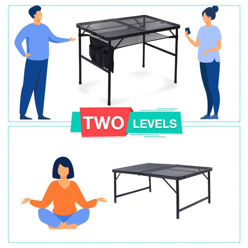 Birzer Rectangular Steel Outdoor Folding Camping Table, 26.4" H x 23.7" W x 35.5" L