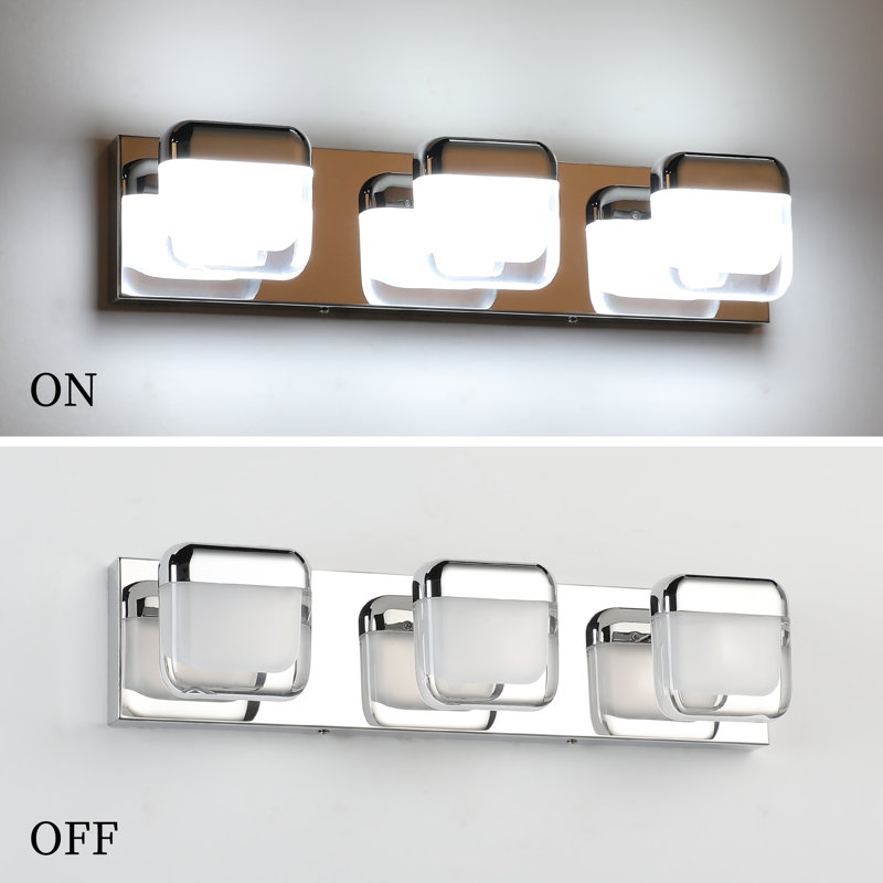 Rardin LED Vanity Light with Clear Acrylic Shade, High Transmittance and Dimmable 5500K, Chrome, 3