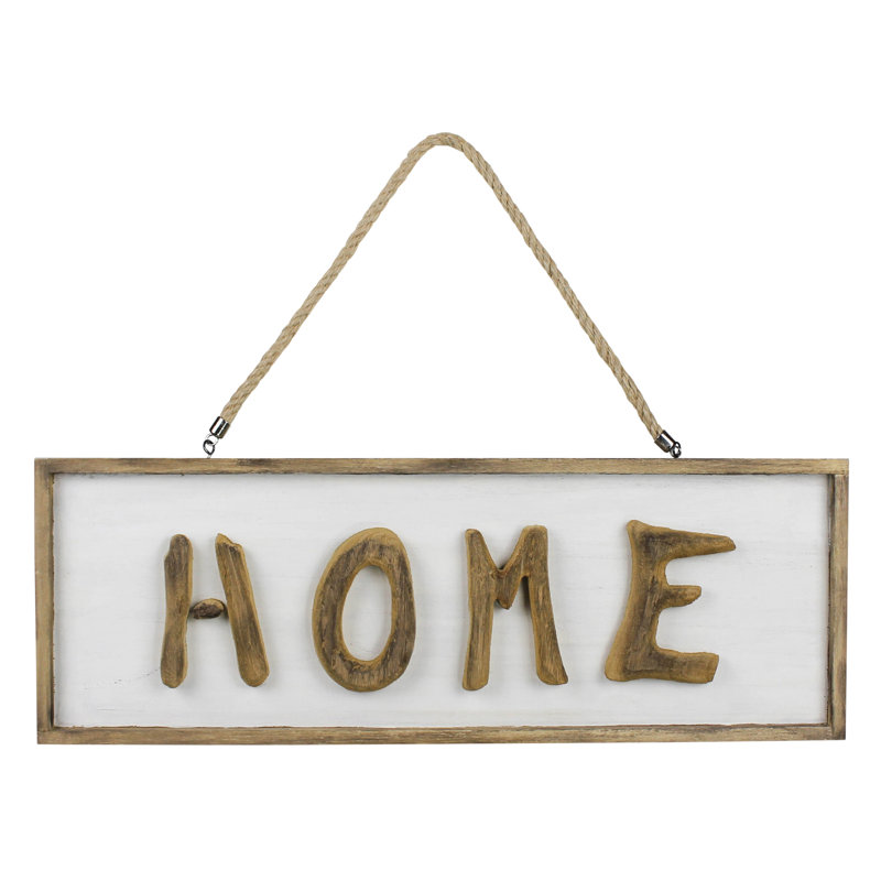 Home Sign with Rope Hanger