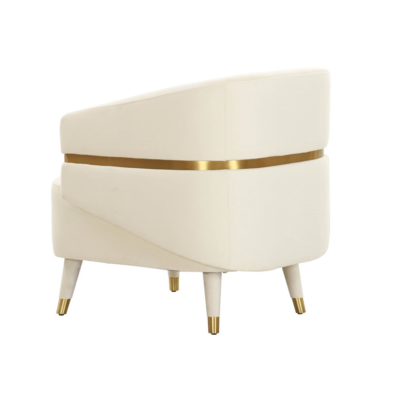 Ayla Cream Velvet and Gold Accent Chair