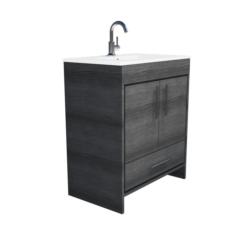 Ensemble de meuble-lavabo simple 30 po Sallisaw, Black Ash