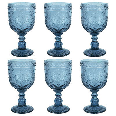 11.85 oz Embossed Sunflower Goblet（blue）