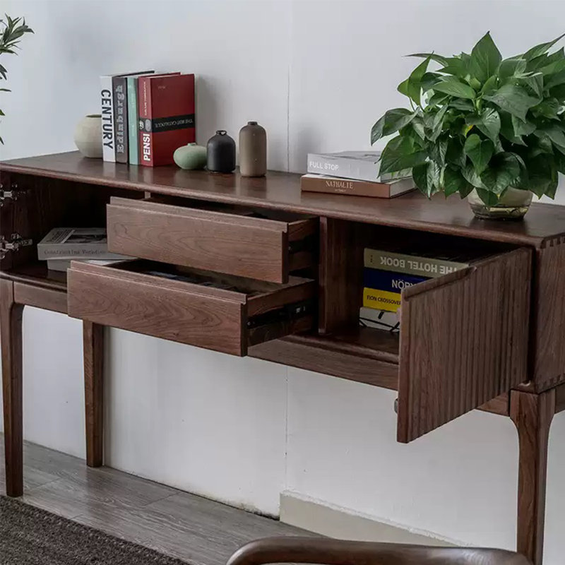 Console rétro avec 2 tiroirs, 2 armoires, H 35,43 po x l 62,99 po x P 13,78 po