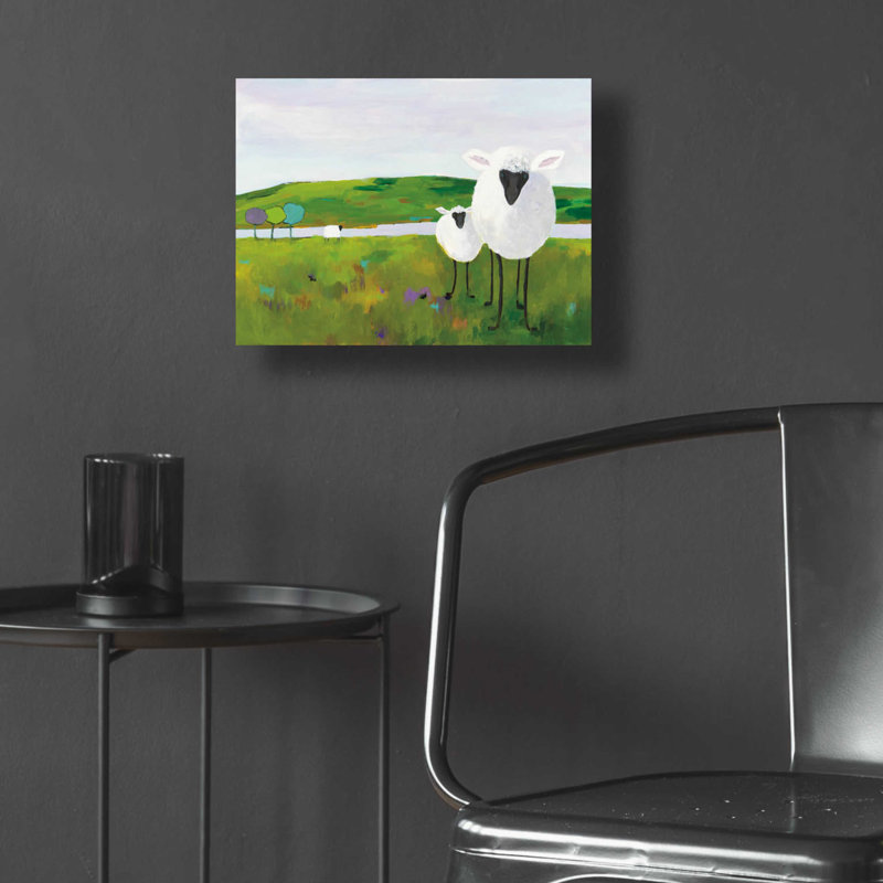 «Sheep In The Meadow» par Phyllis Adams, H 12 po x l 16 po x P 0,13 po