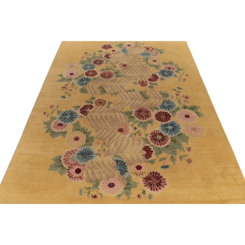Art Deco Hand Knotted Wool Geometric Area Rug, Rectangle 12' x 16'